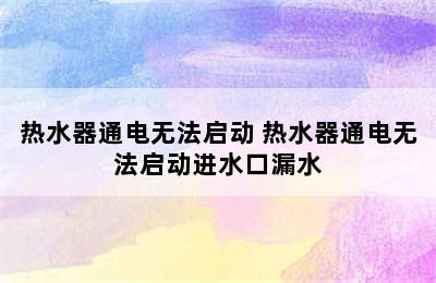 热水器通电无法启动 热水器通电无法启动进水口漏水